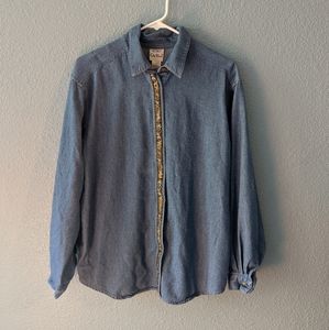 Vintage 90s Chambray with boho trim